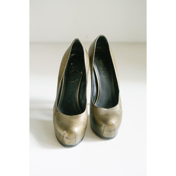 Yves Saint LAurent Paris Bronze Tribtoo Super High Hidden Platform Heels 40 - Picture 3 of 12